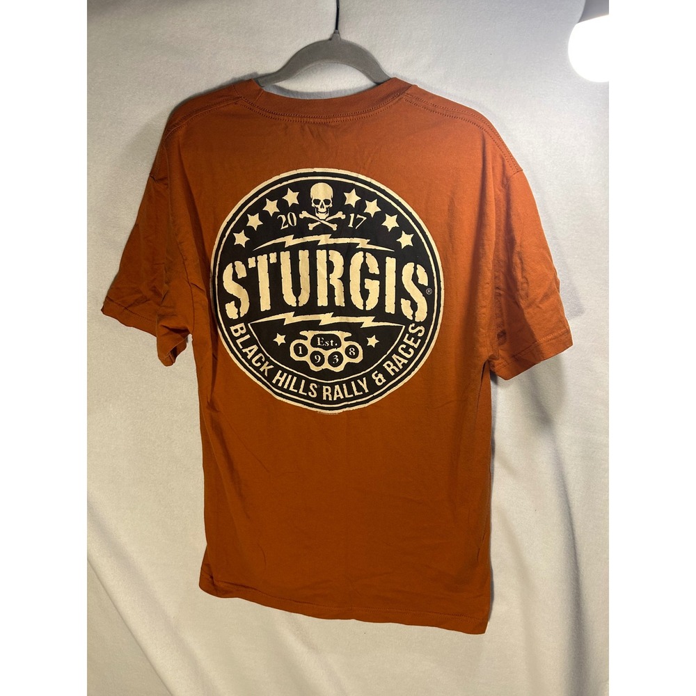 Alstyle Mens Sturgis 2017 Black Hills Rally & Races Graphic T-Shirt Orange Large